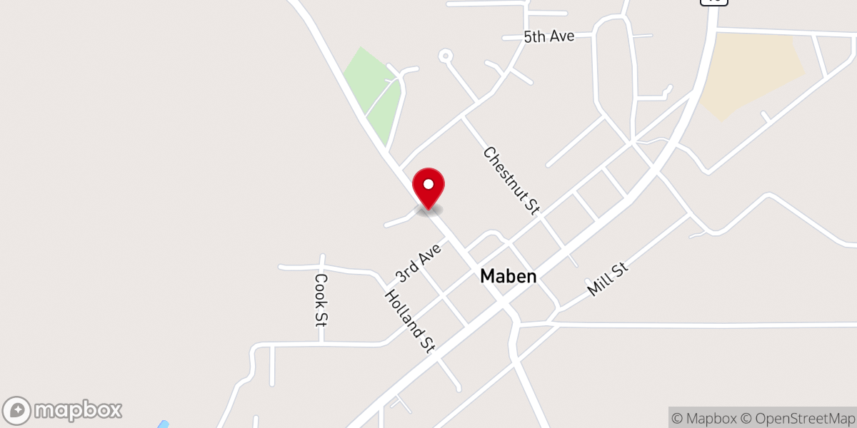 Map showing location of Maben Methodsit Church