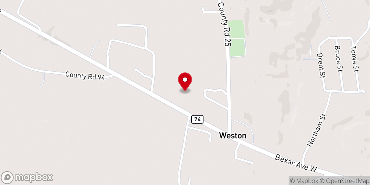 Map showing location of Weston Church