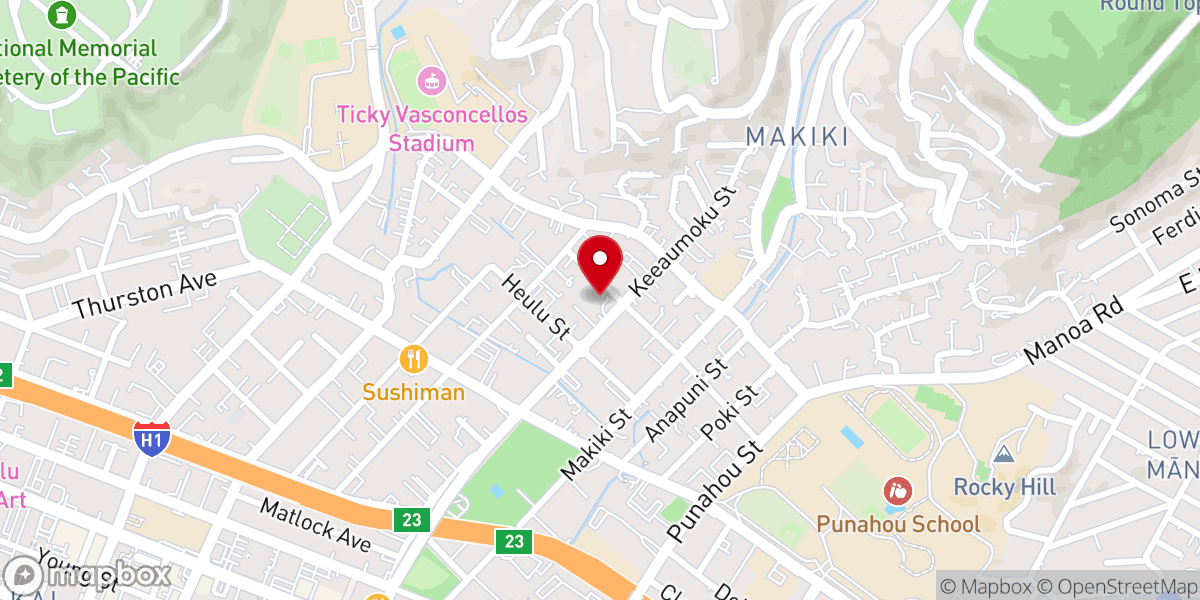 Map showing location of Honolulu Church of Christ