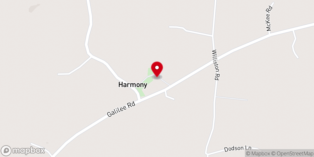 Map showing location of Galilee Church