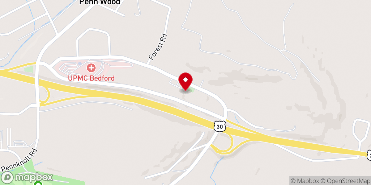 Map showing location of Pennwood Bible Church