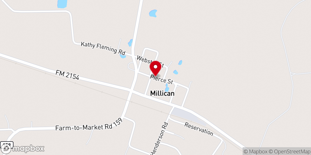 Map showing location of Millican
