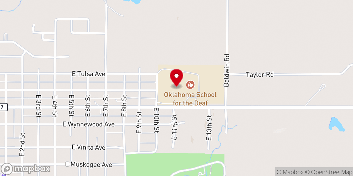 Map showing location of Oklahoma School for the Deaf