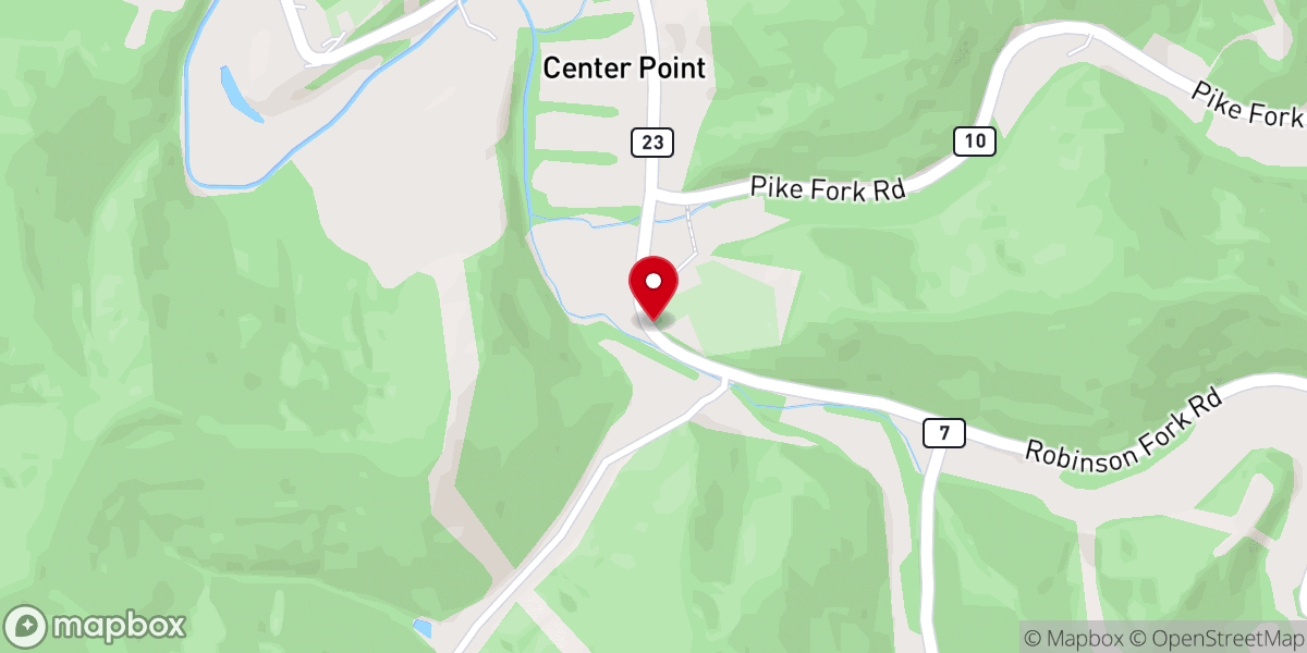Map showing location of Center Point Christian Church