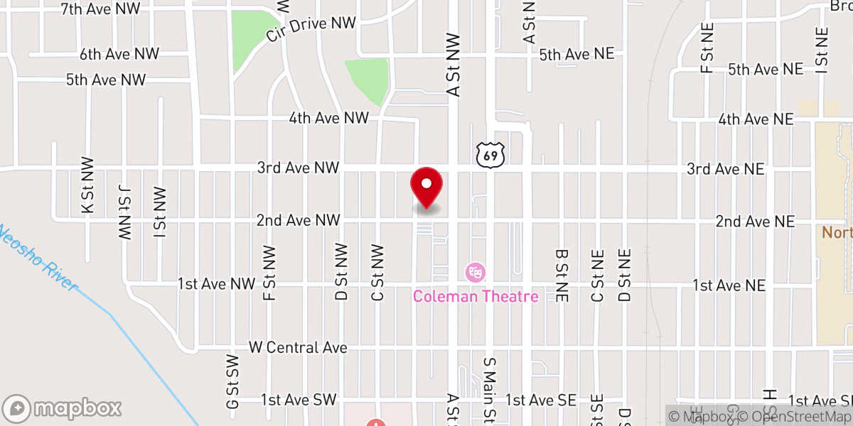 Map showing location of Miami First United Methodist Church