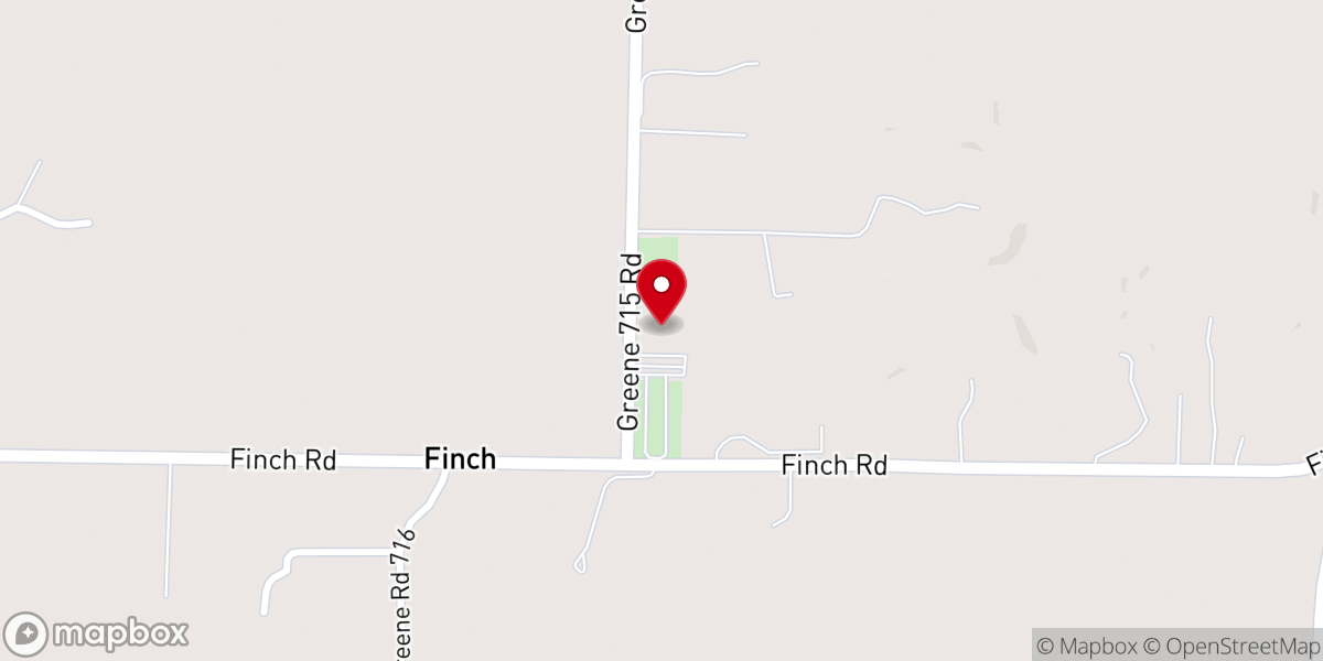 Map showing location of Finch Baptist Church