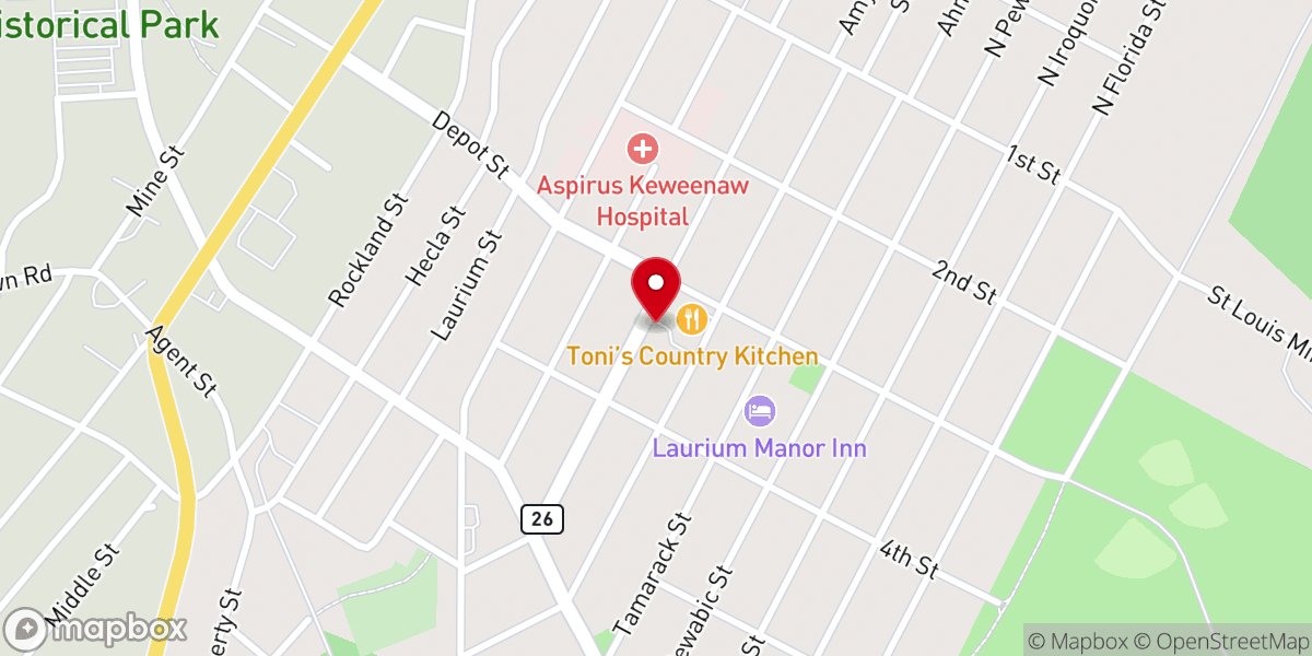 Map showing location of Calvary Chapel Keweenaw Peninsula