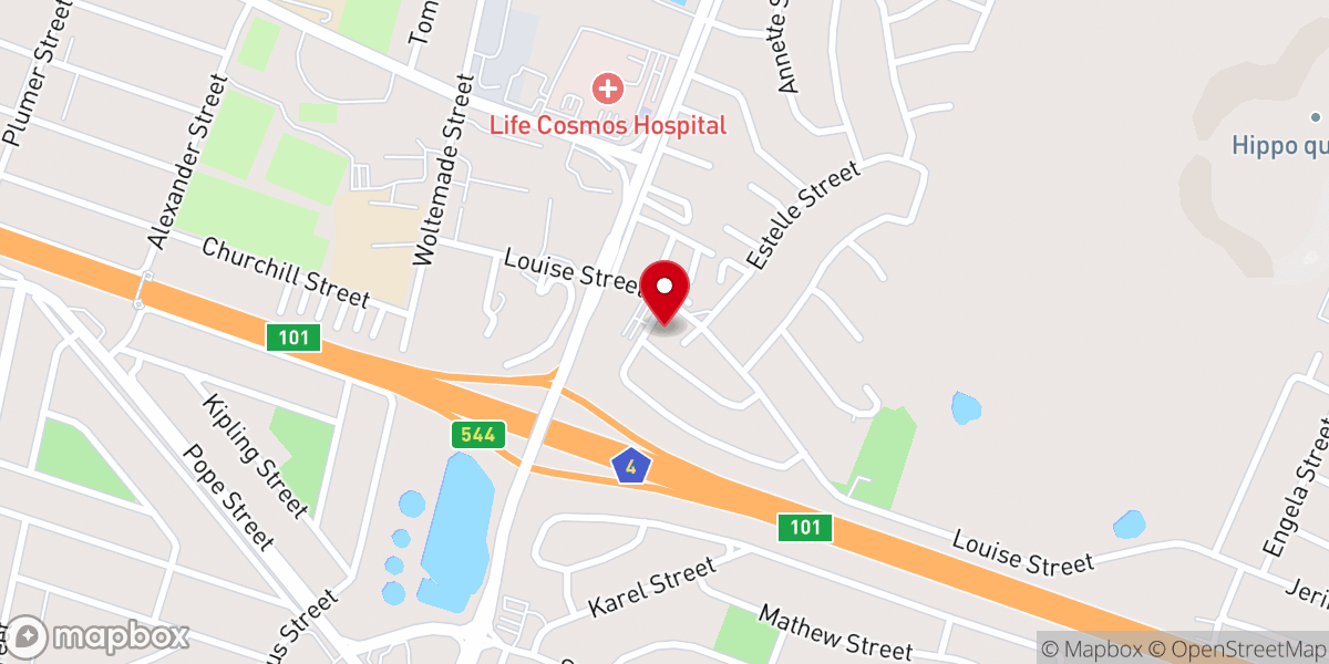 Map showing location of Witbank Methodist Church