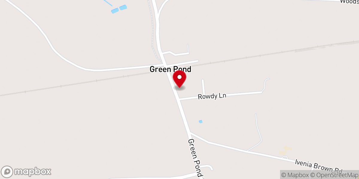 Map showing location of Green Pond Baptist Church