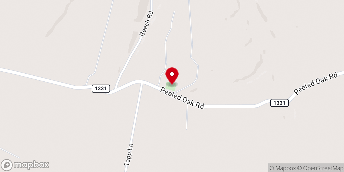 Map showing location of Peeled Oak Union Church