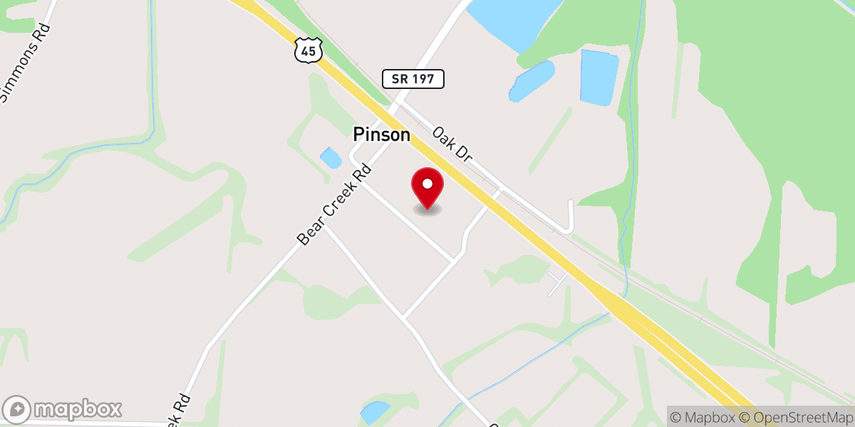 Map showing location of Pinson Baptist Church