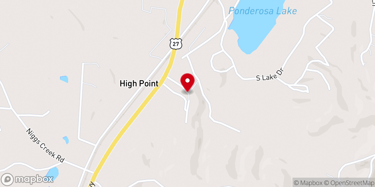 Map showing location of High Point Baptist Church