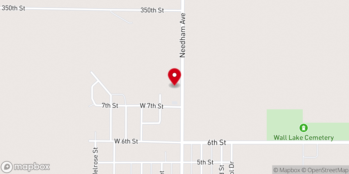 Map showing location of Wall Lake Grace Church