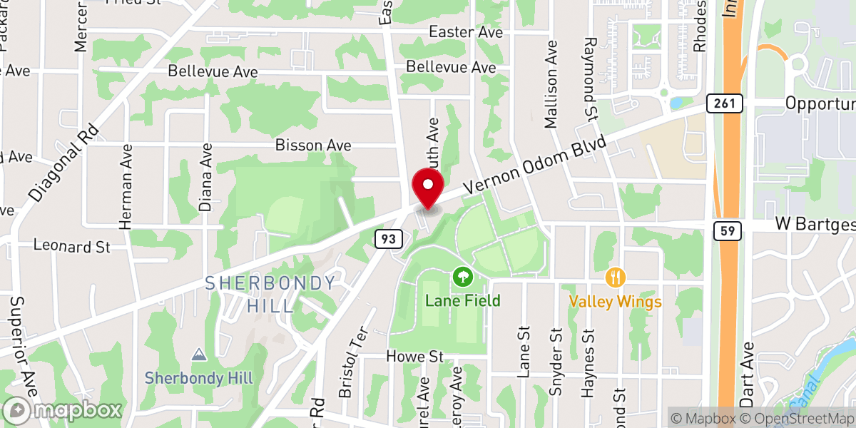 Map showing location of Antioch Baptist Church