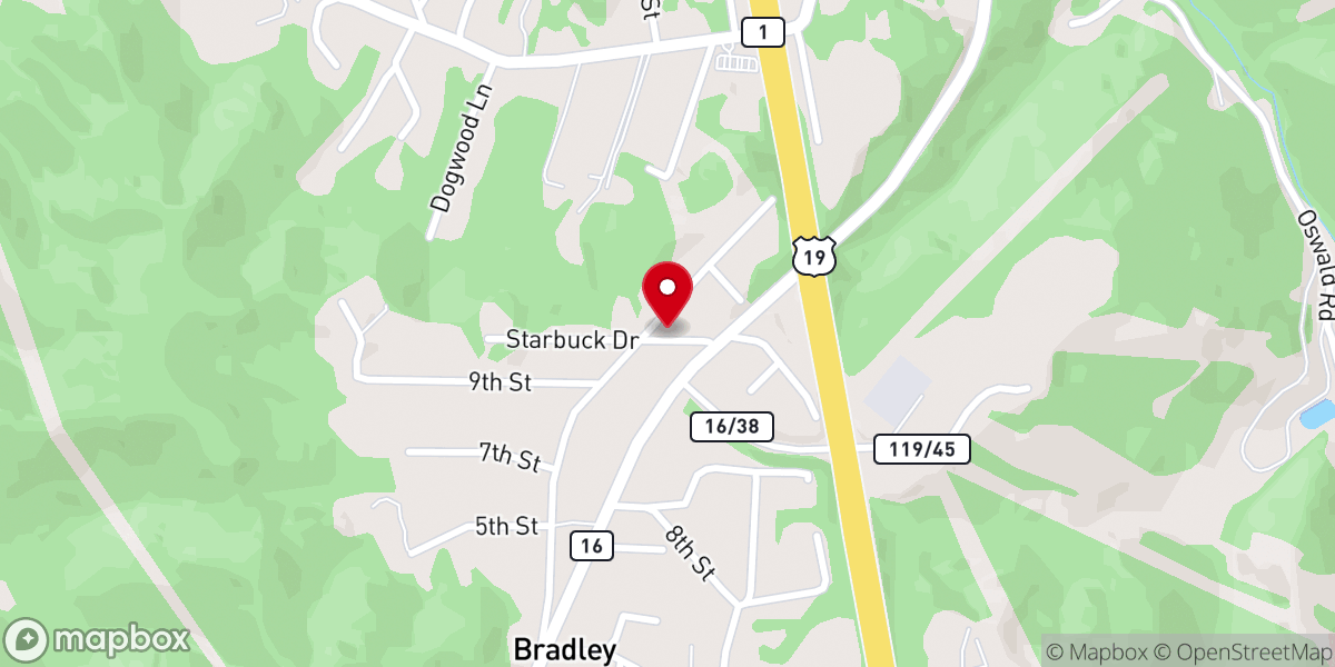 Map showing location of Bradley Presbyterian Church