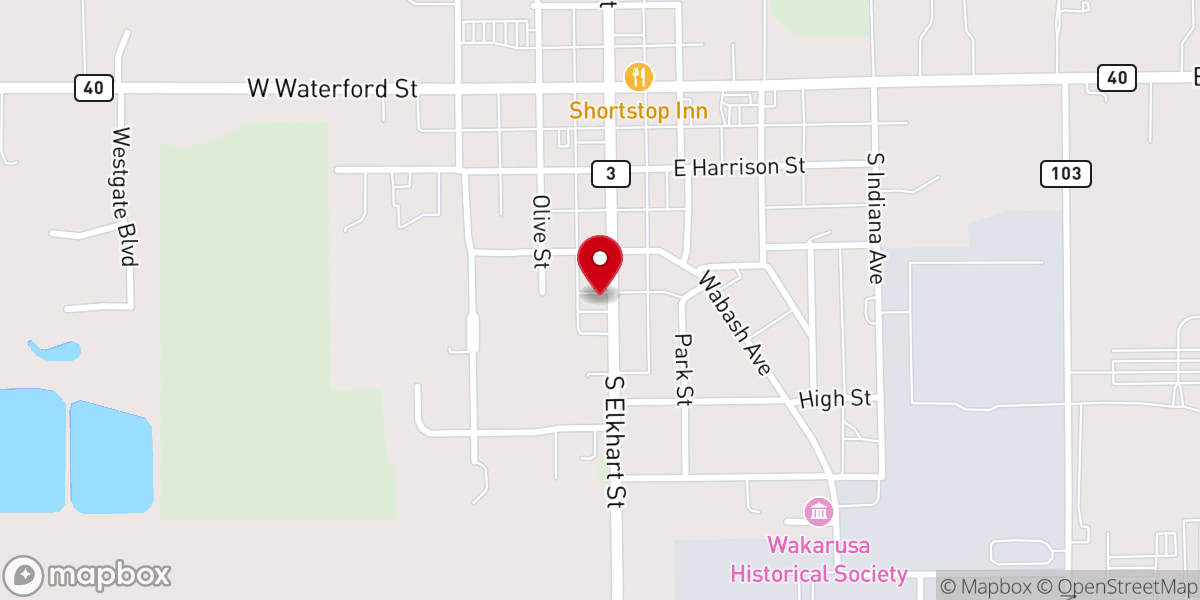 Map showing location of Wakarusa United Methodist