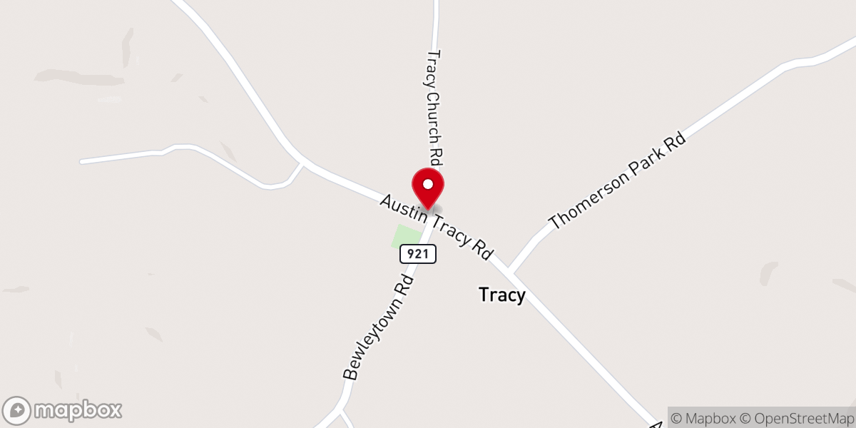Map showing location of Tracy Church