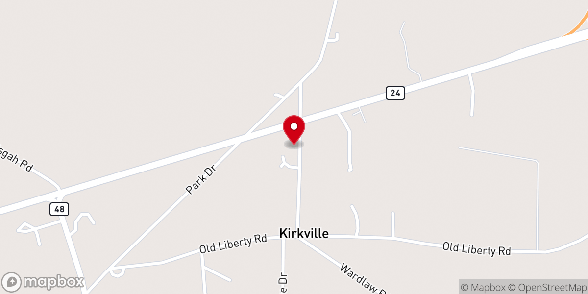 Map showing location of West McComb Baptist Church