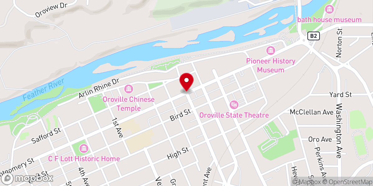 Map showing location of Romanian Penticostal Church of Oroville