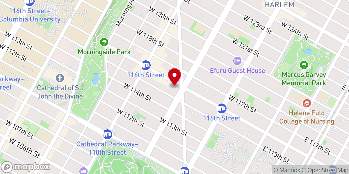 Map showing location of First Corinthian Baptist Church
