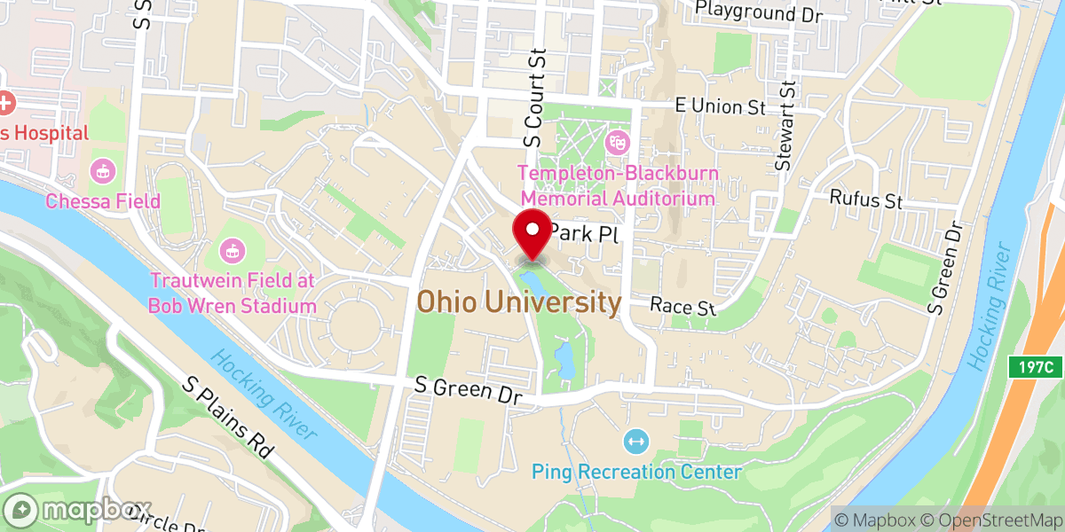 Map showing location of Ohio University