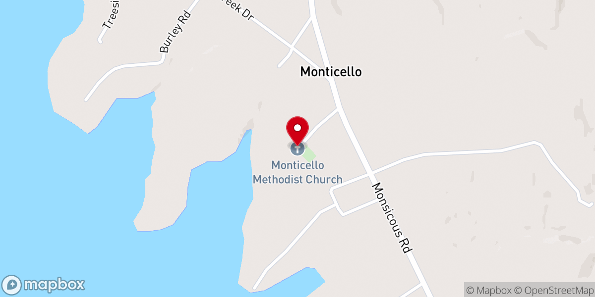 Map showing location of Monticello Methodist Church
