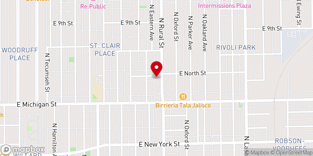 Map showing location of St. Philip Neri Catholic Church