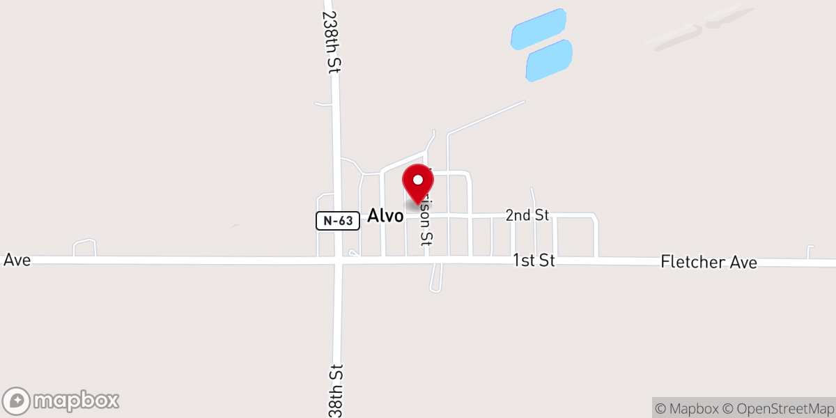 Map showing location of Alvo United Methodist Church