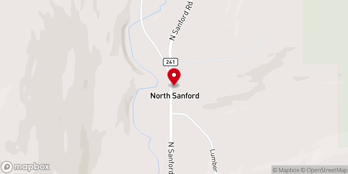 Map showing location of North Sanford United Methodist Church