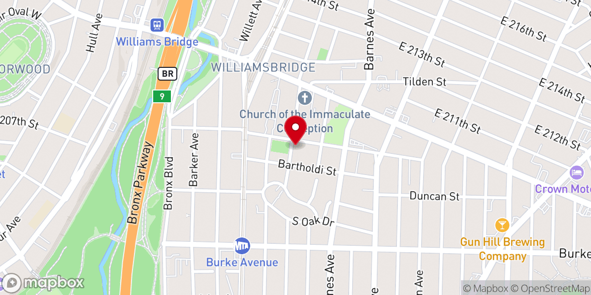 Map showing location of Pentecostal Baptist Church