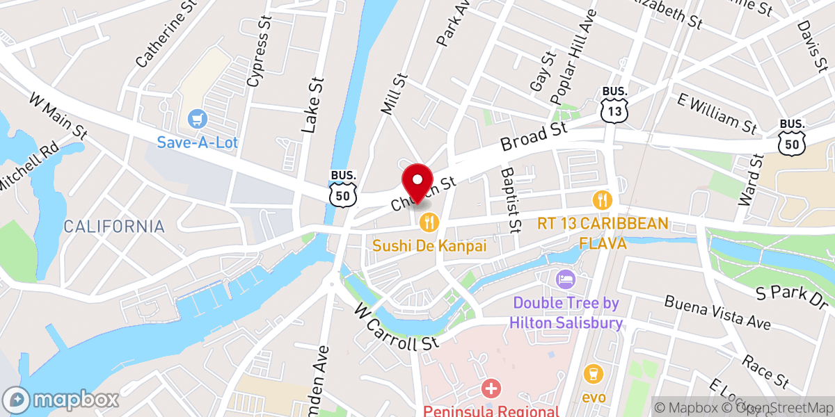 Map showing location of St Peter's Episcopal Church