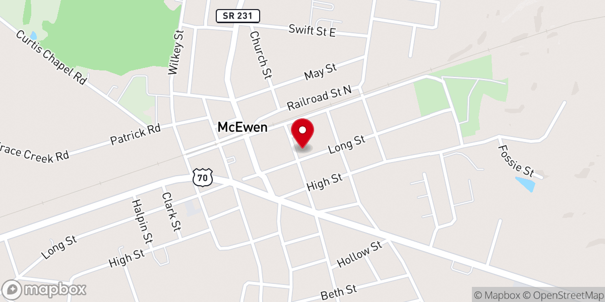 Map showing location of McEwen United Methodist Church