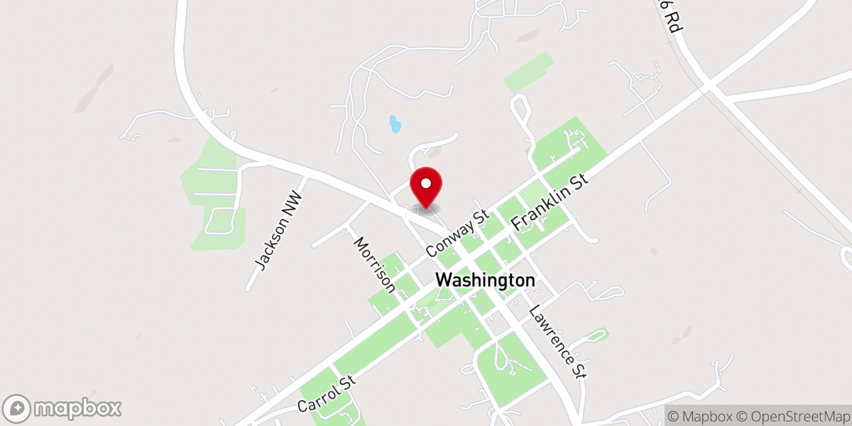 Map showing location of Washington Baptist Church