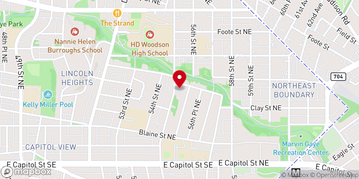 Map showing location of Evergreen Baptist Church