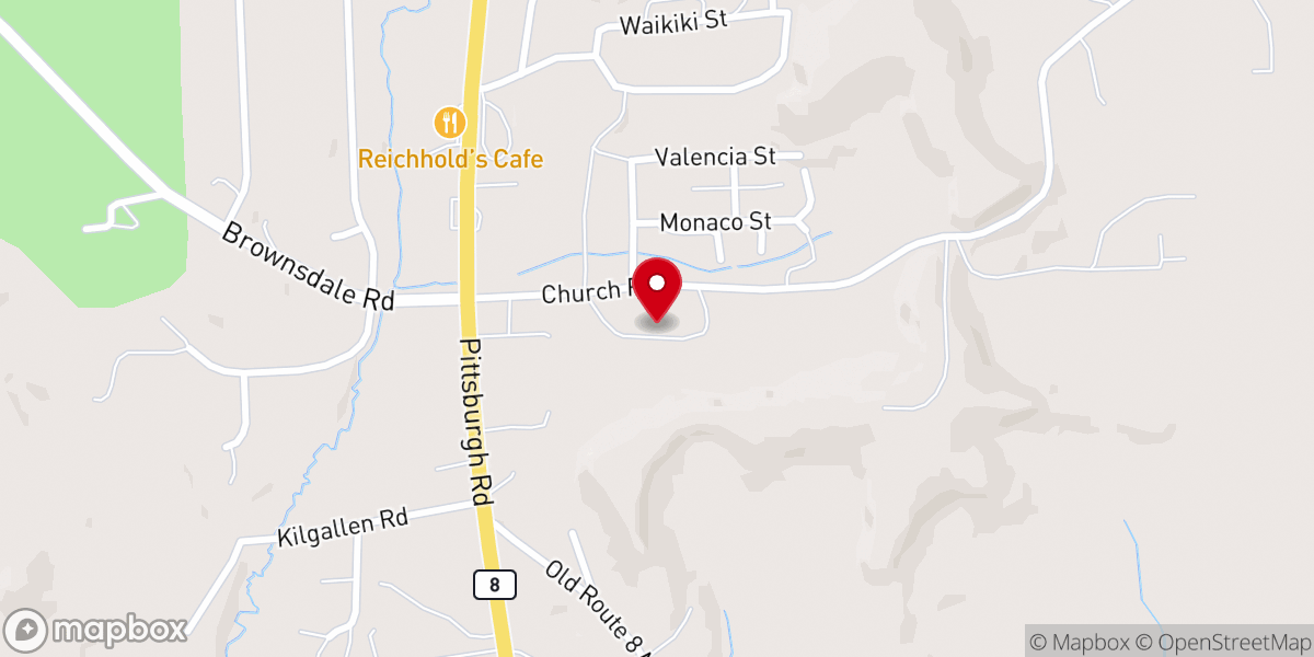 Map showing location of Middlesex Presbyterian Church