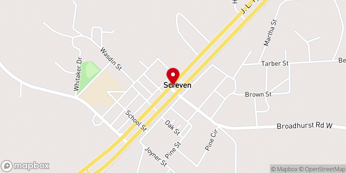 Map showing location of Screven