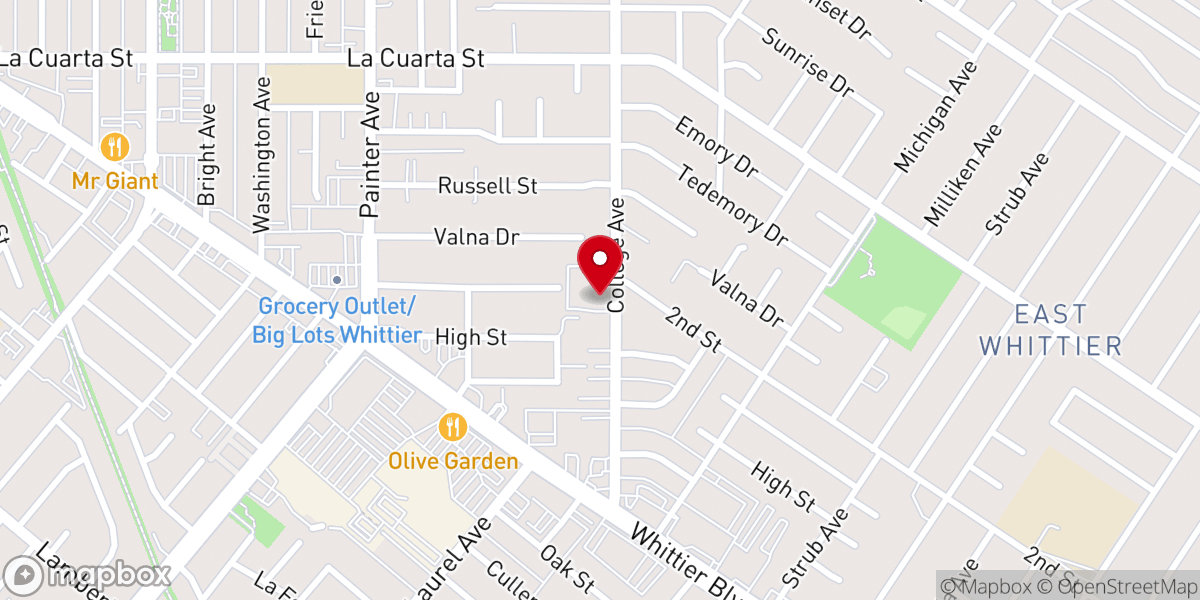 Map showing location of College Avenue Church of the Nazarene