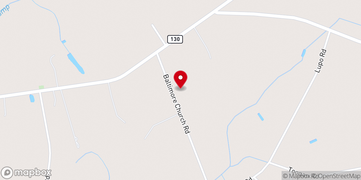 Map showing location of Baltimore Church