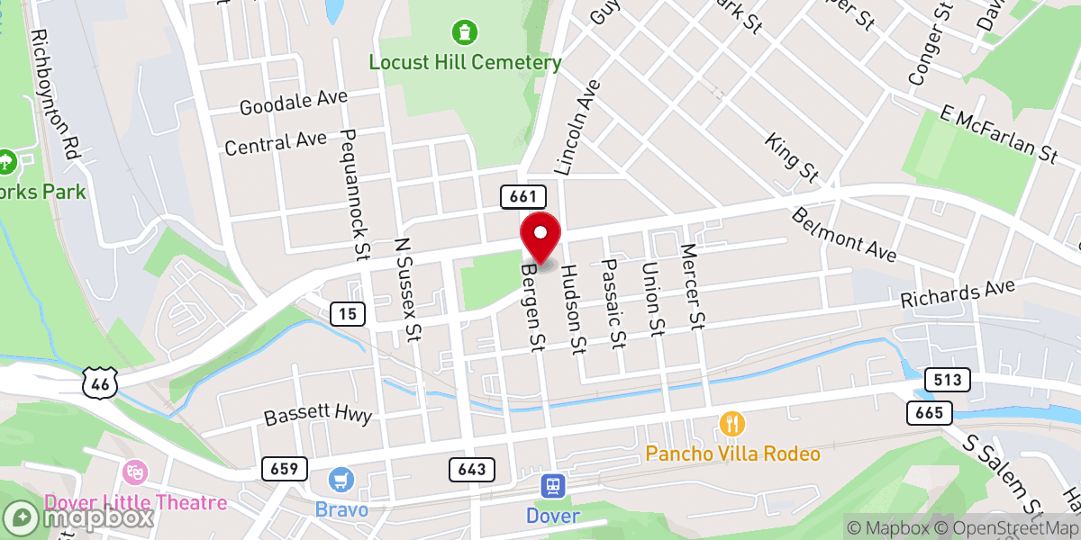 Map showing location of The Salvation Army Dover, NJ