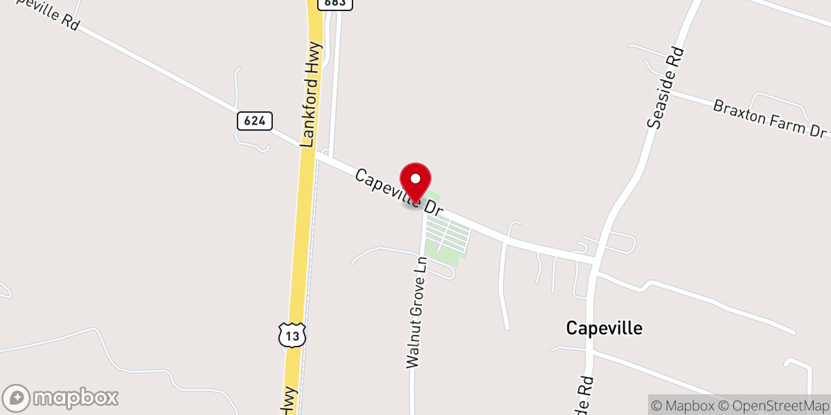 Map showing location of Capeville United Methodist Church