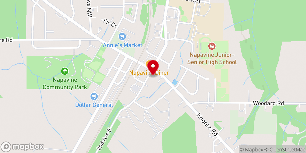 Map showing location of Napavine Baptist Church