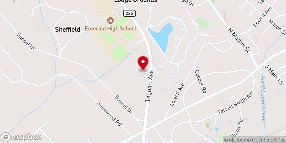 Map showing location of Abney Memorial Baptist Church
