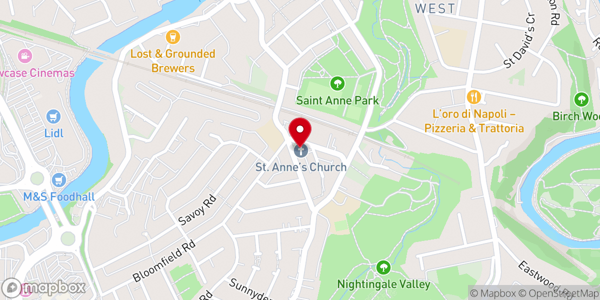 Map showing location of St Anne's Church, Brislington