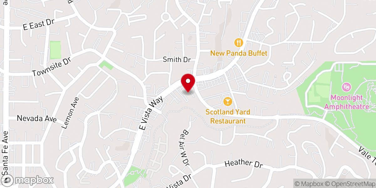 Map showing location of Calvary Chapel Vista
