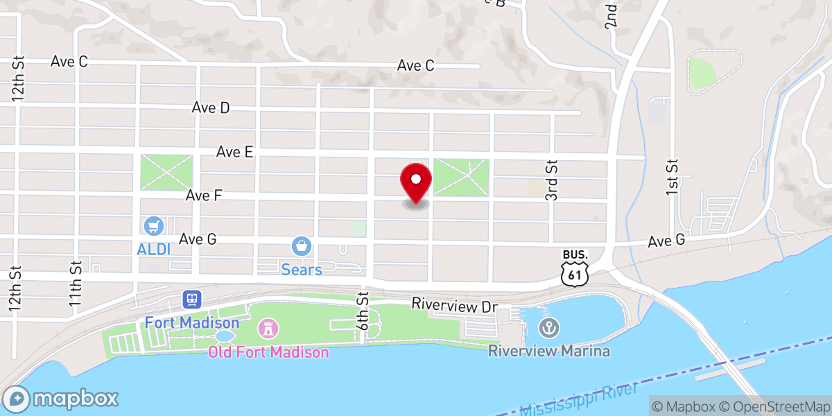 Map showing location of St. Joseph's Church Complex (Fort Madison, Iowa)