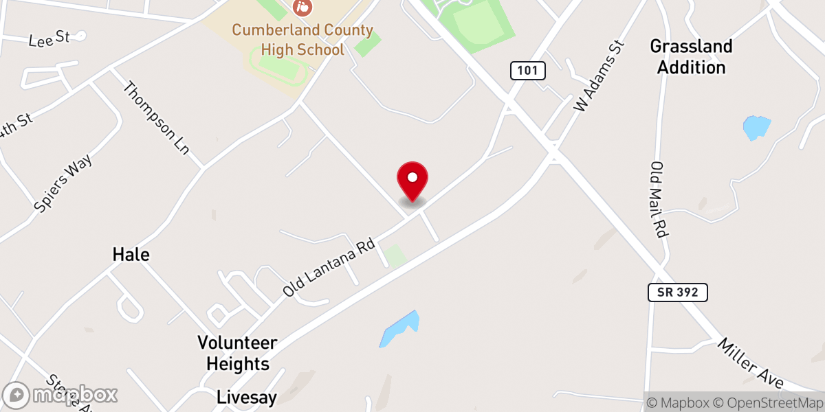 Map showing location of Westside Baptist Church