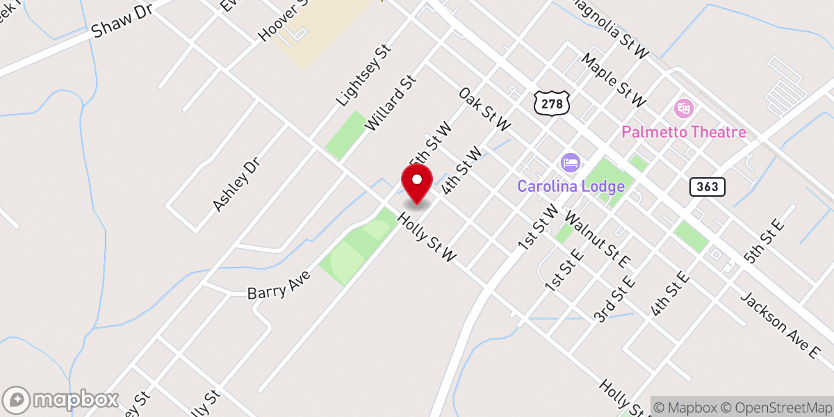 Map showing location of First Christian CHurch