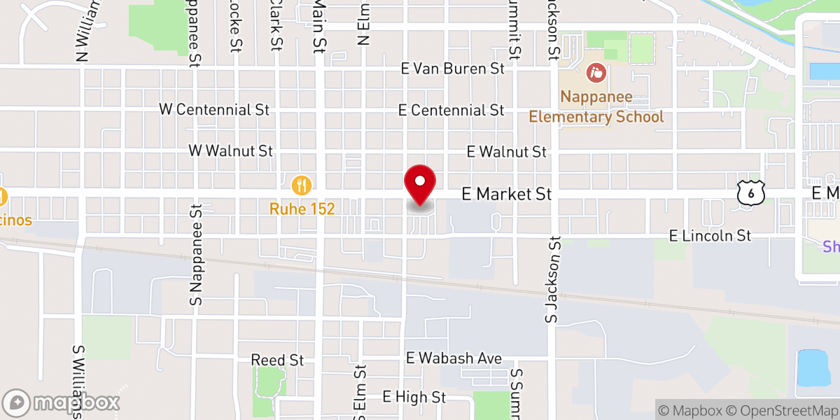Map showing location of Nappanee United Methodist Church