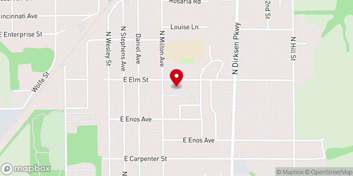Map showing location of Elm Street Christian Church