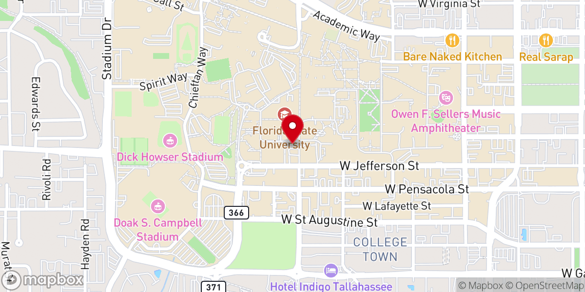 Map showing location of Baptist Campus Ministry